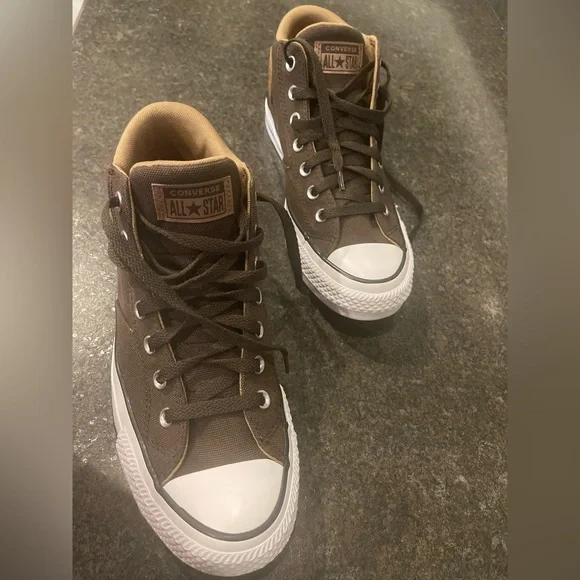 Converse Brown and White Classic High-Top Sneakers - Picture 5 of 5